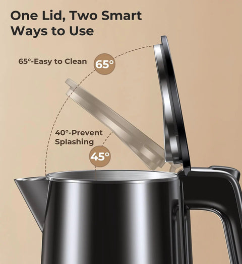 Open lid view of Fast Boil Electric Kettle 1.0L 1200W With 7 Temperature Settings 4 Hour Keep Warm Auto Shut Off Cool Touch