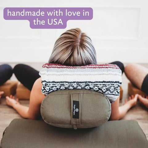 Beefy Rectangular Yoga Bolster For Deep Restorative Poses Ultra Firm Foam Core With Cotton Cover Handmade In The USA Black 25 In By 11 In By 5 In 5 Lb Restorative Pillow You Can Count On. used under a yoga pose