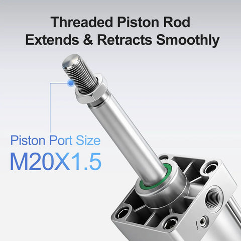 Pneumatic Air Cylinder 80 By 150 mm With 3.15 Inch Bore And 5.9 Inch Stroke Double Acting Single Rod M20X1.5 Port Size