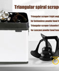 Automatic Electric Portafilter Cleaner And Knock Box For 58mm Espresso Handles with triangular spiral scrapers shown.