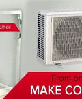 The Kickin 9,000 BTU 0.7 Ton Ductless Mini Split AC Heat Pump, indoor and outdoor units with refrigerant lines visible.