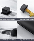 Roman Tub Faucet With Hand Shower High Flow Widespread 3 Hole Deck Mounted Bath Filler Set Solid Brass Waterfall Combo