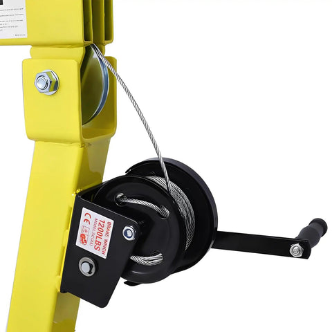 Heavy Duty Hydraulic Engine Hoist With Foldable Cherry Picker Frame, 2000 Lb Capacity showing pulley and winch detail