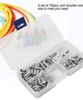 Heavy Duty Bare Non Insulated Butt Connectors Kit 150 Piece All Sizes From Tiny 22 Awg To Massive 10 Awg For Car Truck Marine And Home Projects With Nifty Storage Box For Easy Tackle Your Jobs Like A Boss, copper wire connectors in storage box