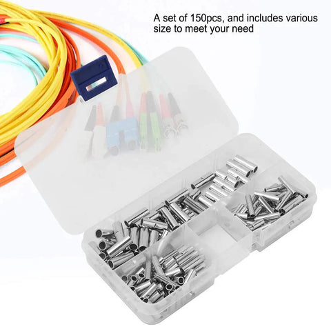 Heavy Duty Bare Non Insulated Butt Connectors Kit 150 Piece All Sizes From Tiny 22 Awg To Massive 10 Awg For Car Truck Marine And Home Projects With Nifty Storage Box For Easy Tackle Your Jobs Like A Boss, copper wire connectors in storage box