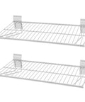 24 Inch Slatwall Shelves Warm White For Garage Organization, Heavy Duty Slat Wall Wire Shelf Set Of 2, Durable Powder Coated Slatwall Hanging Shelves For Tools And Equipment Storage