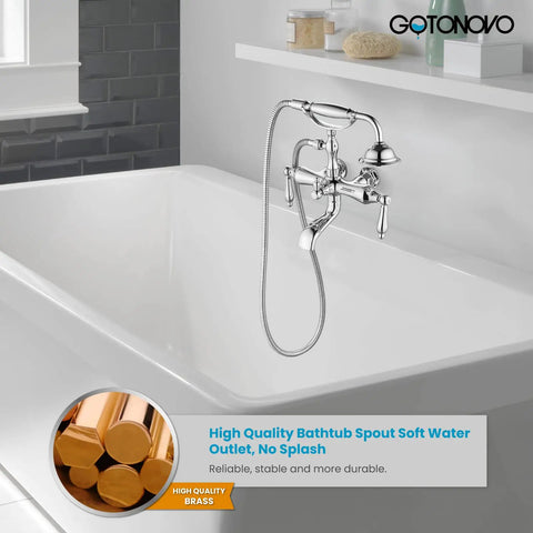 Vintage Style Dope Bathtub Filler Wall Mount Clawfoot Faucet With Handheld Shower Kit Dual Function Two Handle Design
