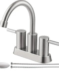 Brushed Nickel 2-Handle Centerset Bathroom Faucet With 360 Degree Swivel High Arc Spout Including Pop Up Drain And Water Hoses