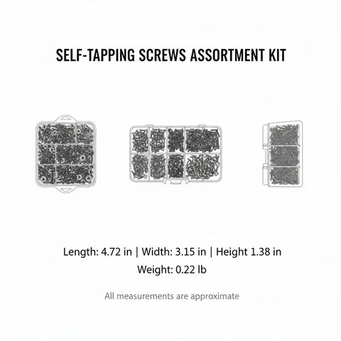 Self-Tapping Screw Set For Wood, Plastic And Thin Sheet Metal Repairs With Durable Storage Case, High-Strength Metal Fasteners kit