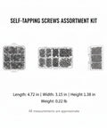 DIY Self-Tapping Screws Assortment Kit with 560-Piece M2 and M3 metal fasteners in case, for wood and sheet metal repairs.