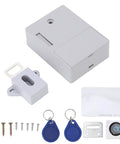 Kick Back And Relax Knowing This Heavy Duty Electronic Cabinet Lock Kit Keeps Your Drawers Locked Tight With Easy Peasy Keypad And Remote Access Plus Crisp Audio Chimes For Rock Solid Kid Safe Storage You Can Trust - grey electronic lock with remote access and keys.
