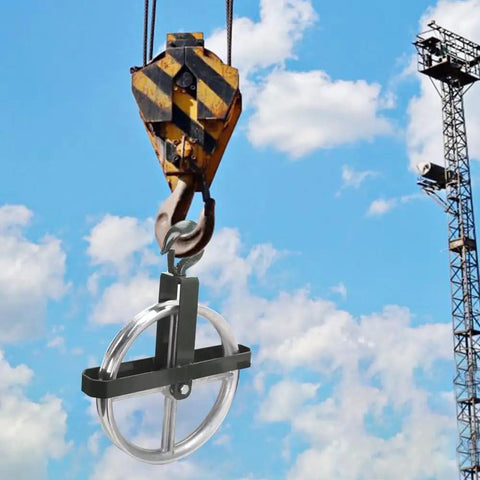 12 Inch Aluminum Scaffold Hoist Pulley With Dual Sealed Bearings, 1000 Lb Working Load, Ladder Hook Pulleys For Safe Lifting