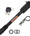 Keyed Trailer Hitch Lock Pin Heavy Duty Five Eighths Inch Diameter With Extra Long Four Point Five Inch Span Double Safety Lock For Three Inch Receivers And Adjustable Channel Mounts Quick Install Keeps Your Tow Setup Locked Down, including keys and cotter clip components.