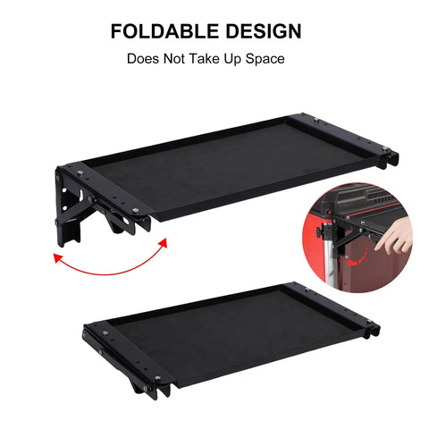 Magnetic Tool Tray Folding Work Platform for Modular Toolbox Systems, Aluminum Alloy Construction, No Drill Installation