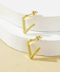 14K Gold Hoop Earrings For Women, Minimalist V-Shaped Open Hoops, Hypoallergenic And Lightweight 17mm Design on layered surface