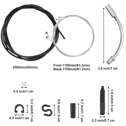 All In One Bike Brake Cable Housing Kit For Road And Mountain Bikes With 5Mm Brake Line 2.5M, Front Internal 1.1M, Rear Internal 1.7M