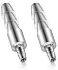 Two silver Amazon Vac U Lock adapters with stepped cylindrical bodies and quick-connect fittings