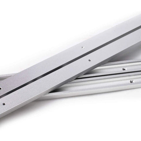 Top Shelf Aluminum Miter T Slot Tracks With Pre Drilled Mounting Holes 4 Pack 48 Inch Bars close-up detail of rugged aluminum material.