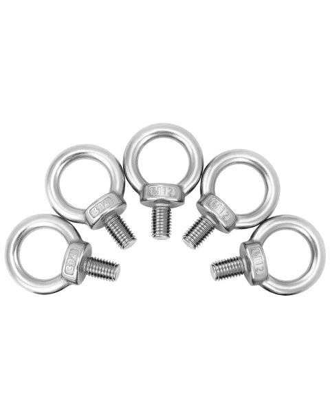 Top Shelf 304 Stainless Steel M12 x 20mm Shoulder Lifting Ring Eye Bolt With Male Thread Five Pack for heavy machinery.