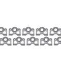 Rock Solid Quarter Turn Fastener Spring Plates Steel Quick Swap Mount Brackets With One Plus Three Eighths Inch Eye To Eye And Point Four Three Inch Hole Workhorse Pack Of Ten Gear shown in a row.