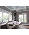 One Light Fresnel Glass Coastal Pendant In Brushed Nickel Finish For Indoor Kitchens And Bars in home office setting