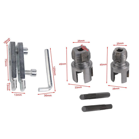 2 Piece Pipe Threading Tool Kit With Hex Die Design And Broken Wire Extractor For Quick Jam Free Internal And External Threading On PVC And Metal Pipes A Real Workhorse For Home Pro Jobs And DIY Enthusiasts, 1/2 in and 3/4 in steel dies with extractor