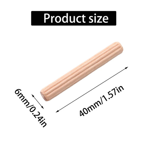 Rock Solid 48 Piece Wood Dowel Pins Set Six Millimeter By Forty Millimeter And Quarter Inch By One Point Five Seven Inch Fluted Beveled Ends