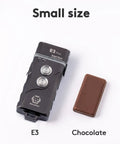 Keychain Flashlight 700 Lumen Dual Power Rechargeable With Lockout Mode Waterproof For Everyday Carry Camping Hiking shown next to a chocolate bar for size comparison.