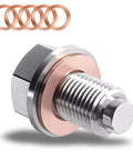 Magnetic Oil Drain Plug Kit With 5 Copper Crush Washers, Stainless Steel Oil Pan Plug Nut Bolt for engine maintenance