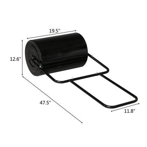 Water Filled Lawn Roller For Garden And Lawn 16 Gallon Capacity 20 Inch Steel Drum Push Or Tow Behind Design with dimensions.