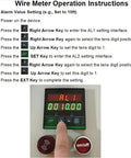 Dead Simple Digital Length Meter Counter With Grip Tight Rubber Tracking Wheel And Sharp Alarm Tone For Zero Hassle Cable Wire Measurement And Quick Unit Switchups operation instructions display with buttons and settings.