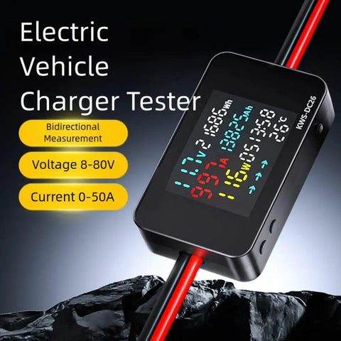 Hardcore Dc Power Meter And Battery Load Tester 8 To 80 Volt 50 Amp Analyzer With Sleek Color Lcd Screen for EV and Solar Gear