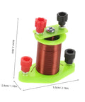 Hands On Induction Coil Kit Two Pack For Physics Lab Dual Coil Transformer Science Set showing a single copper coil with measurements