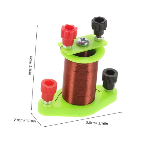 Hands On Induction Coil Kit Two Pack For Physics Lab Dual Coil Transformer Science Set showing a single copper coil with measurements