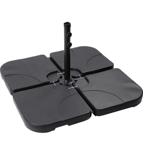Beefy Water Or Sand Filled 4 Square Plate Umbrella Base For Cantilever Offset Patio Market Umbrella Stand With U Locking Black HDPE