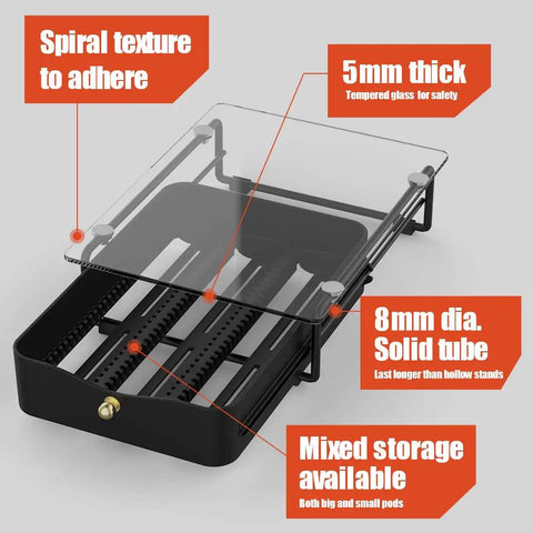Tempered Glass Coffee Pod Drawer For Vertuo Pods Small Size Fits Vertuo Machines Space Saving Organization Easy Access With Sleek Black Finish
