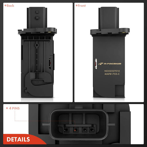 Mass Air Flow Sensor MAF 4 Pins For Nissan Altima 2016-2018 Sentra 2016-2019 Maxima 2016-2023 Murano 2020-2023