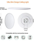 Ultra Slim Remote Control Flush Mount LED Ceiling Light 18 Inch Round Fixture with dimensions