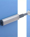 Magnetic Push Latch Locks With Soft Close And Touch Release For Kitchen Cabinets And Drawers, No Fuss Install, silver hardware detail.