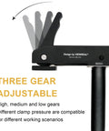 20mm Bench Dog Clamps 2 Pack For Long Throat Hold Down On MFT Tables showing three gear adjustable lever