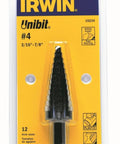 Step Drill Bit Set 3 16th To 7 8th Inch Sizes With 3 8th Inch Shank Industrial Grade Molybdenum Steel by Irwin Tools in packaging