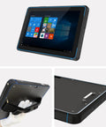 Top Tier ATEX Certified Explosion Proof Rugged Tablet 10 1 Inches Built Like A Tank For Hazardous Work Zones With Hella Tough Ip68 Shielding And Rock Solid Intel N5105 Specs Running Windows 11, showing front and back angles.