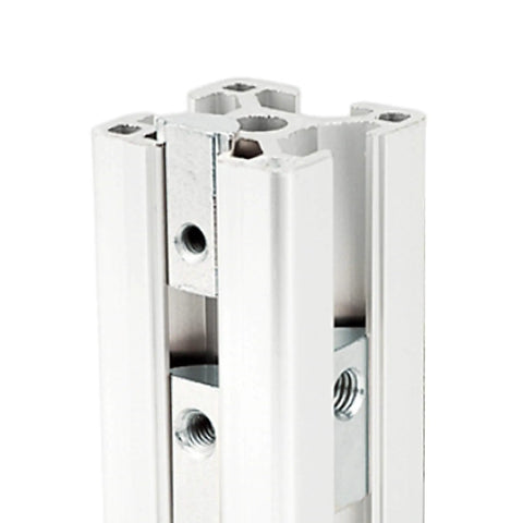 Close-up of aluminum profile rail with threaded channels for Built Like A Tank 20 Pack 5/16 18 Threaded Roll In T Nuts.