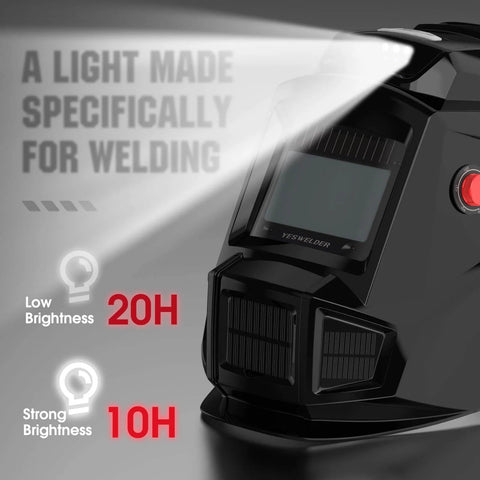 Auto Darkening Welding Helmet With Built In Fan And LED Light, Solar Powered Welder Mask With Four Arc Sensors, True Color Lens