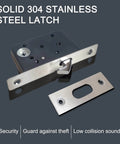 Privacy Pocket Door Lock Hardware 6.3 Inch Sliding Barn Door Lock With Keys Concealed Recessed Door Handle For Bathroom Bedroom Barn Home Black Finish Heavy Duty Zinc Alloy And Copper Lock Mechanism Delivers Smooth Quiet Operation showing solid 304 stainless steel latch and plate for security.