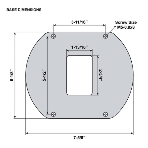 Diagram of Rock-Solid 15 Amp Variable Speed Plunge Router Kit base dimensions with screw size and measurements.