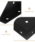 Close-up of 12 Piece Black Triangle Corner Brackets for Furniture Reinforcement and Shelf Support, showing clear details and texture.