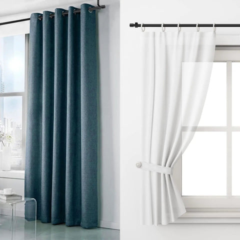Adjustable Curtain Rod 36 To 63 Inches Black Three Quarter Inch Pole Fits Windows And Patio Easy To Install With Twist Overlap Design