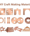 DIY craft set with copper shapes including circles, squares, and connectors for Two Twelve Inch Copper Flat Bars One Eighth Inch Thick One Inch Wide 99.98 Percent Pure C110 Copper For Electrical Connectors DIY Projects Electroplating And Crafting High Conductivity Bar Set