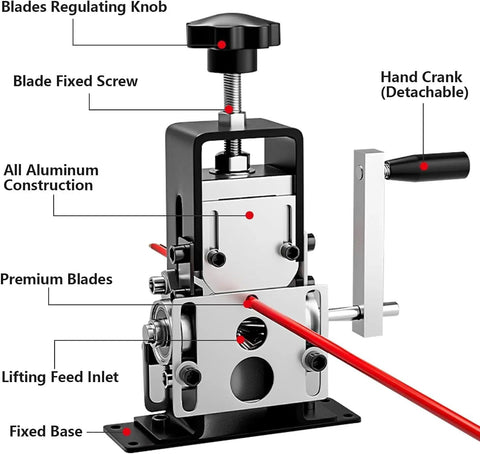Drill Powered Copper Wire Stripper Machine For Quick Cable Removal with premium blades, hand crank, and aluminum frame.